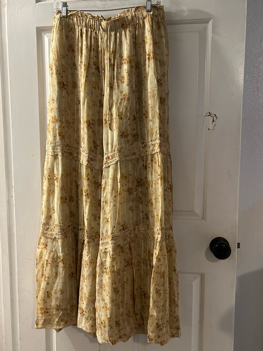 Free People Yellow Floral Tiered pants